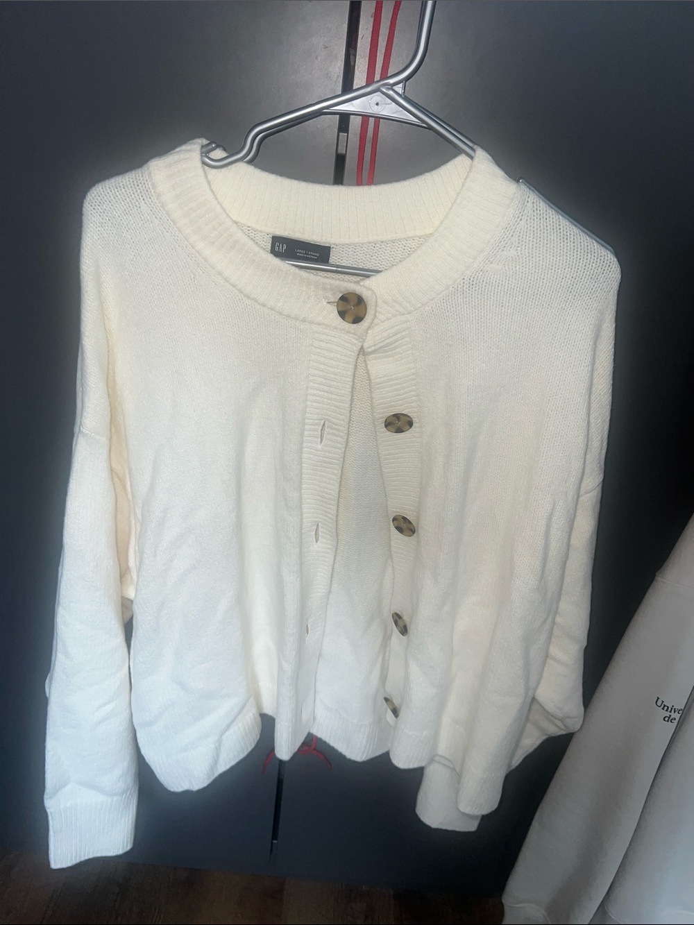 GAP Cream Button-Up Crew Cardigan